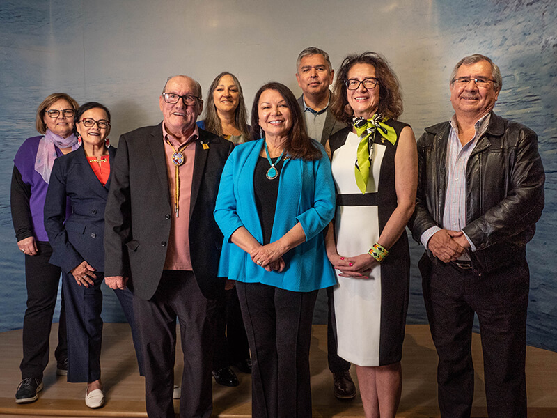 NIEDB Meeting in Millbrook First Nation, May 2024 Left to right: Dr. Marie Delorme, Hilda Broomfield Letemplier, Chief Terrance Paul, Sandra Sutter, Dawn Madahbee Leach, Michael Bonshor, Victoria LaBillois, Bob Dickson Absent Board Members: Maxime Vollant, Andy Moorhouse, Danielle Levine, Dana Soonias